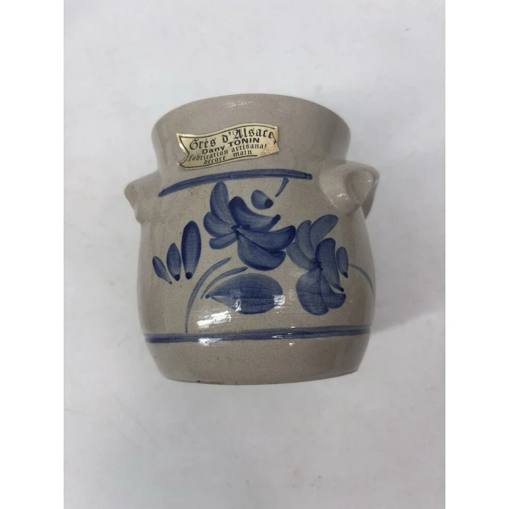 Vintage Gres d'Alsace Dany Tonin Salt Glaze Stoneware Creamer Pitcher Cobalt